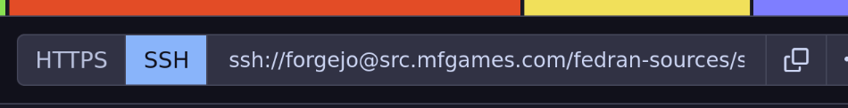 A screen shot of the Sand and Blood project page's clone URL