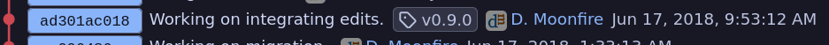 A screen shot of a commit graph showing the “v0.9.0” tag.